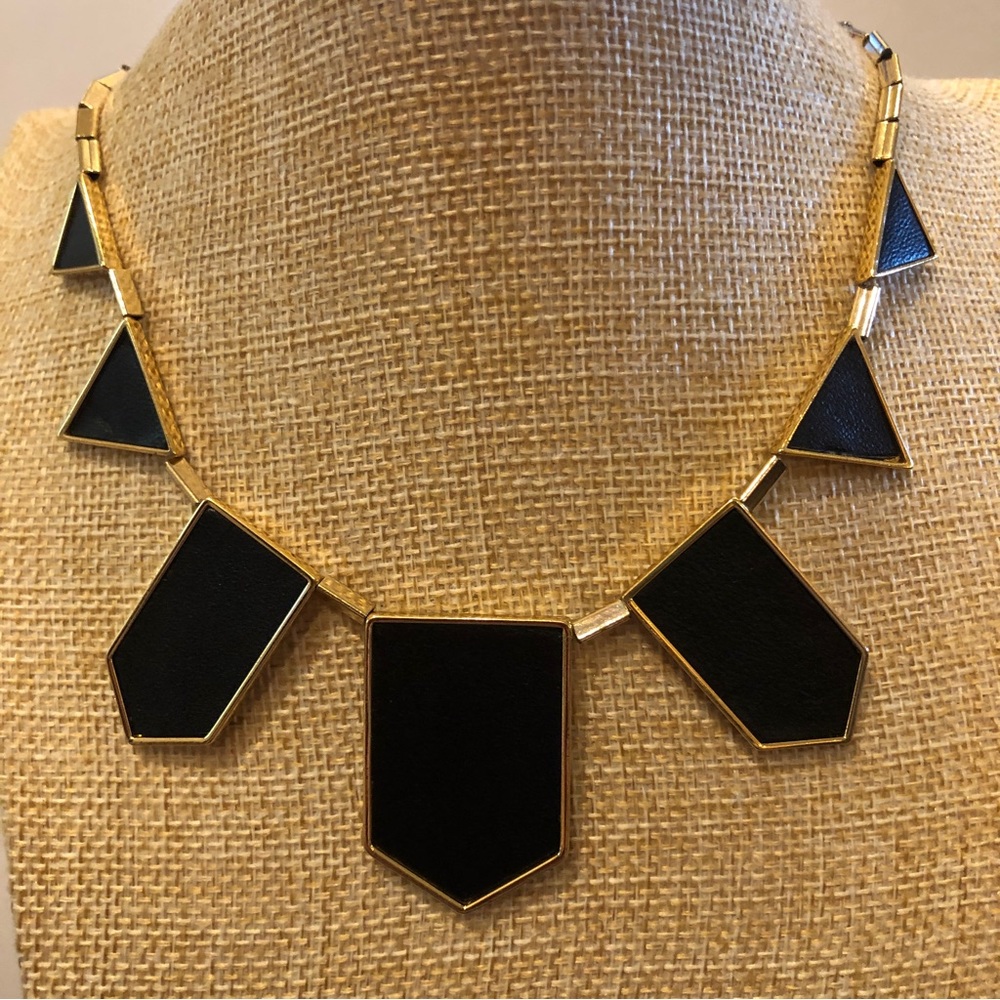 House of Harlow 1960 Black and Gold Geometric Necklace